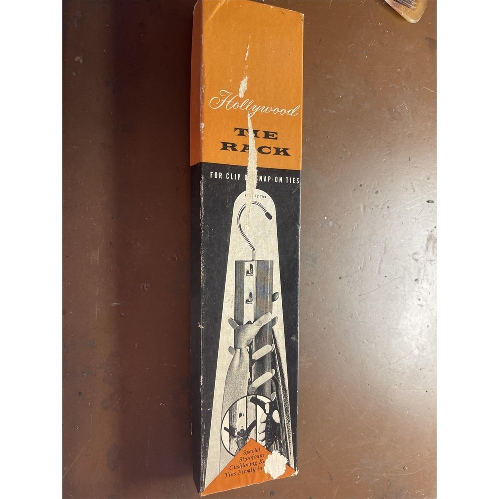 Vtg MCM Hollywood The Rack Clip On Tie Hooks And Hanger 12 Hooks